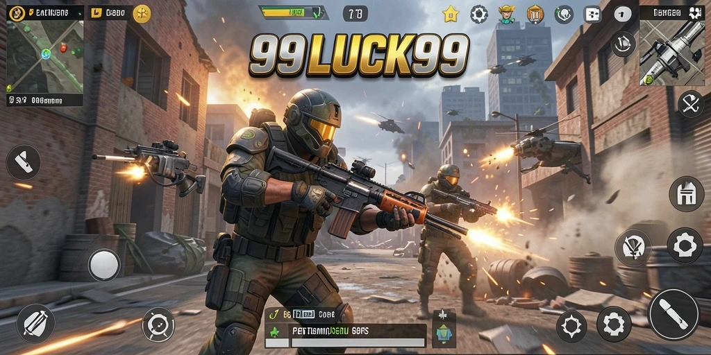 Tampilan seru gameplay <strong>99LUCK99</strong> dalam aksi pertempuran TPS.