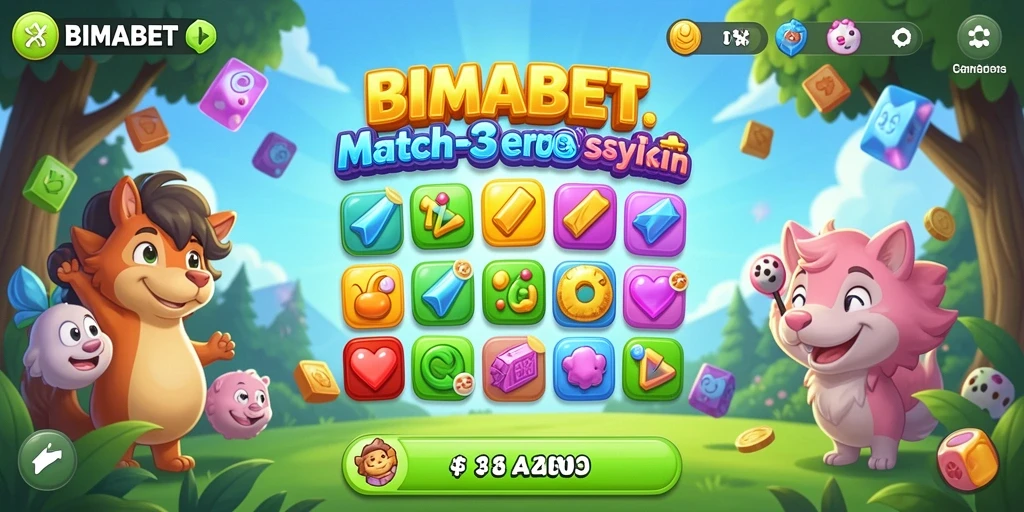 Tangkapan layar gameplay BIMABET dengan objek berwarna-warni yang mencolok.