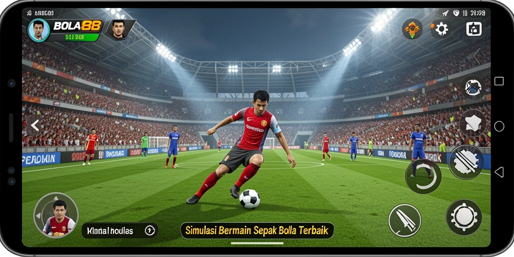 Tangkapan layar <strong>BOLA88</strong> menunjukkan strategi dan aksi dalam permainan sepak bola.