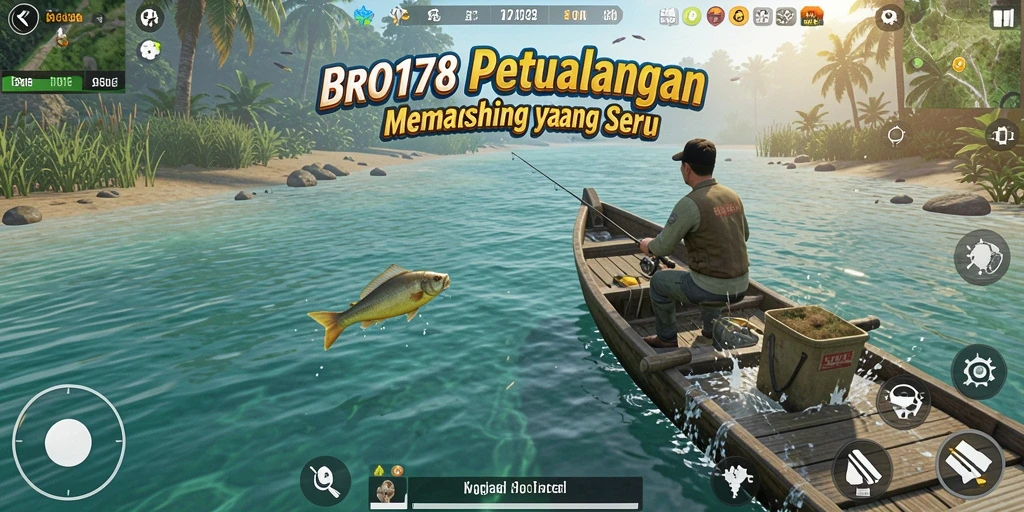 Tampilan gameplay BRO178 yang menampilkan aksi memancing seru.