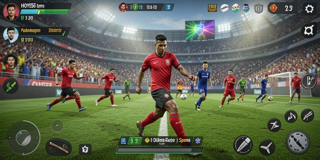 Screenshot gameplay HOYE55 yang menunjukkan aksi mendebarkan di lapangan.