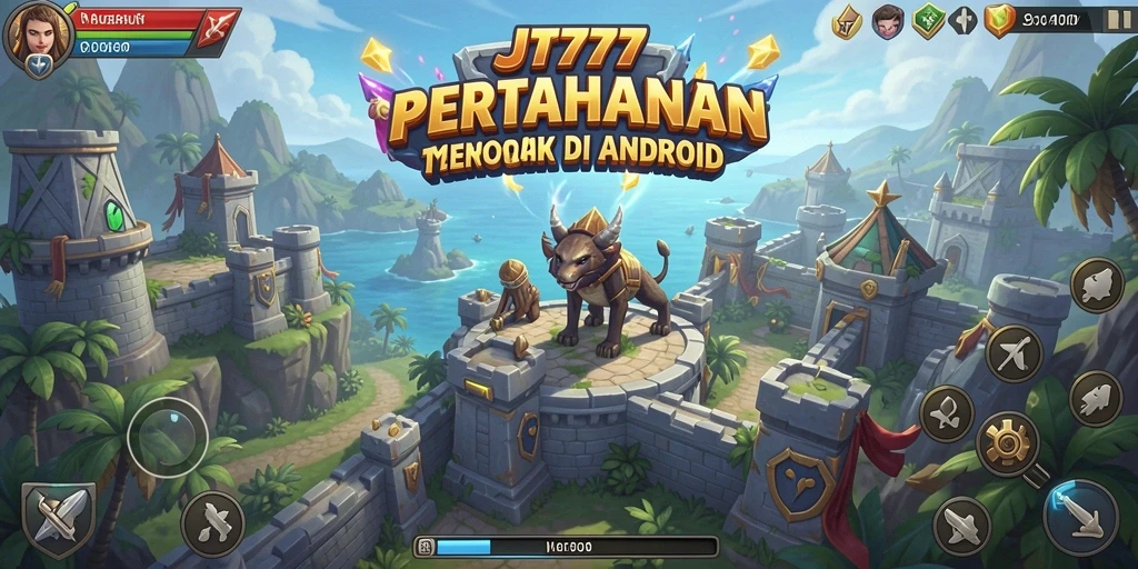 Tampilan menara dan musuh dalam game Tower Defense yang seru.