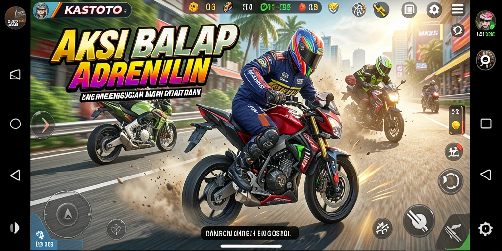 Gameplay seru balap motor di KASTOTO dengan aksi mendebarkan.