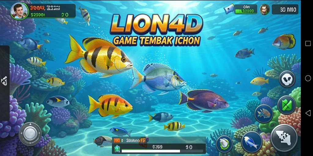 Tampilan gameplay seru dari LION4D saat menangkap ikan.