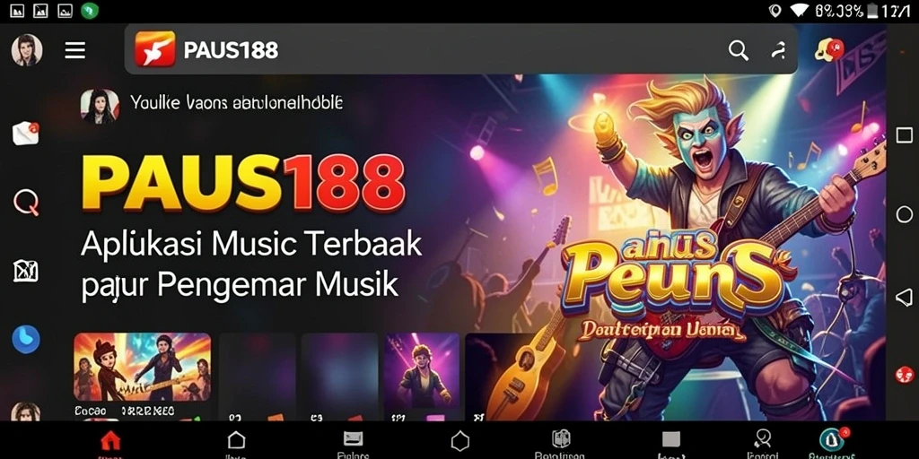 Tangkapan layar PAUS188 yang menampilkan antarmuka pengguna saat mendengarkan musik.