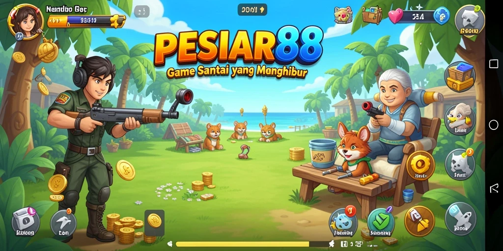 Tampilan layar utama PESIAR88 dengan gameplay yang menarik dan cerah.