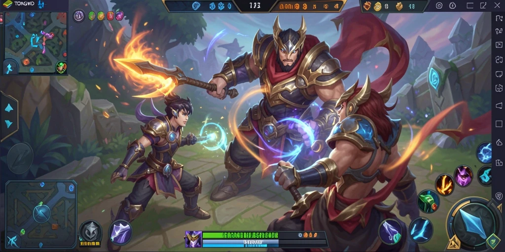 Tampilan gameplay seru di TONGWD dengan karakter unik dan pertarungan taktis.
