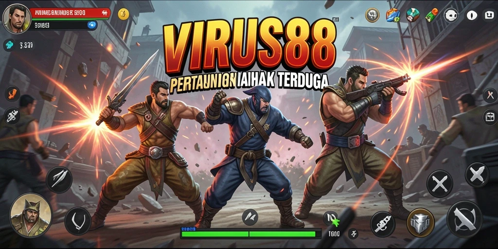 Screenshot menunjukkan aksi seru dan intens dari game VIRUS88.